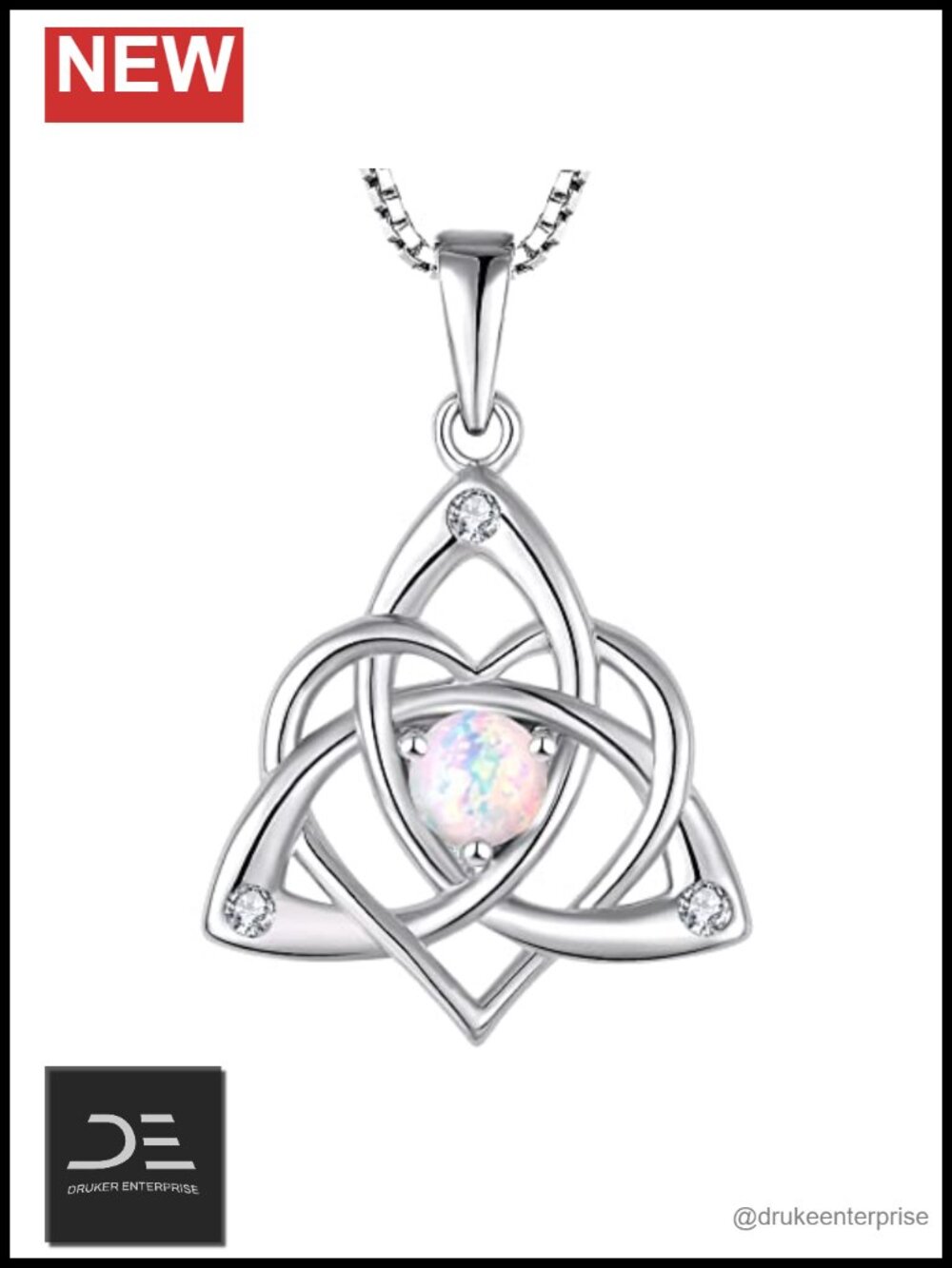 925 Sterling Silver Celtic Knot Pendant Necklace Trinity Love Knot